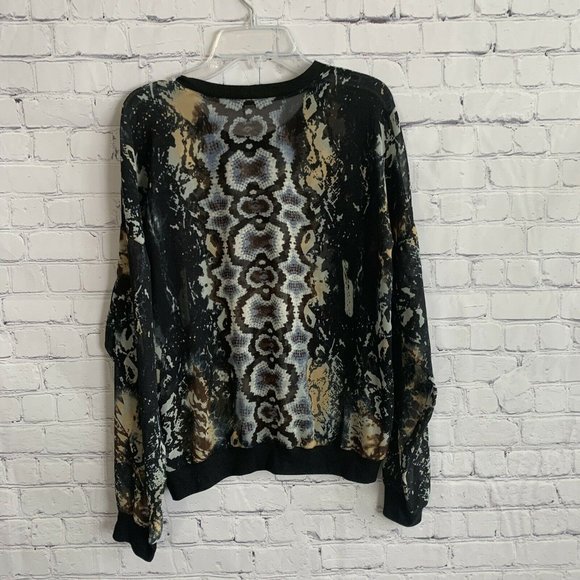 Cabi Womens Animal Snake Sheer Pullover Size Small Sweatshirt Blouse Python - Picture 3 of 6